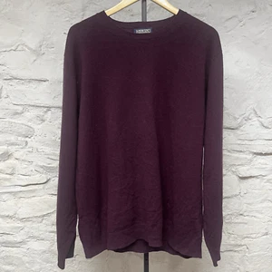 Lands’ End 100% Cashmere Crewneck Sweater Size L Burgundy Purple Maroon Red - Picture 1 of 7