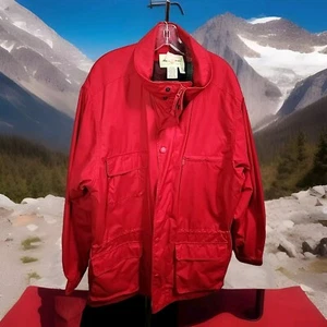 Eddie Bauer Herren Chore Mantel Wollmischung kariert gefüttert rot ohne Kapuze Gr. XL Tall - Bild 1 von 10