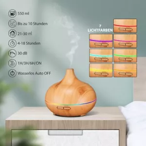 550ml Luftbefeuchter - LED Licht Ultraschall Humidifier mit Aroma Diffusor - Bild 1 von 6