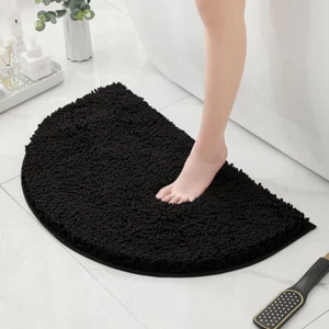 Half round Microfiber Chenille Non-Slip Bathroom Bath Rug Super Absorbent Quick - Picture 1 of 3