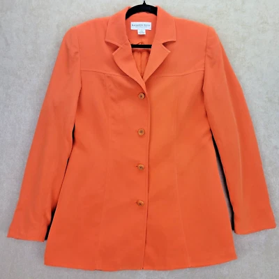 Blazer de seda Katherine Kelly Collection naranja de un solo pecho 4 botones talla 6 Foto 1 de 4