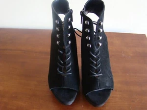 Bar III Mujer 8 M Zapatos Emiko Negro Sandalias Plataforma Gamuza Cremallera Encaje Corbata - Imagen 1 de 9