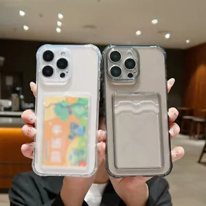 Custodia trasparente porta carte di credito per iPhone 16 15 14 13 12 11 Pro Max - Foto 1 di 20