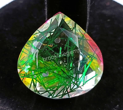 83 Ct Bi Color Rutilated Quartz Pear Cut EGL Certified Gemstone 31x29mm 4SUB - Image 1 of 4