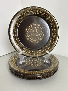 4 FRANCISCAN Salad Plates Jamoca Earthenware Stoneware Dark Brown Discontinued - Picture 1 of 12