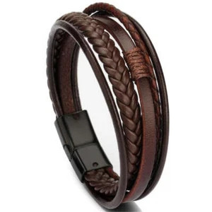 Trendy Leather Braided Rope Punk Bracelets for Unisex - Foto 1 di 26