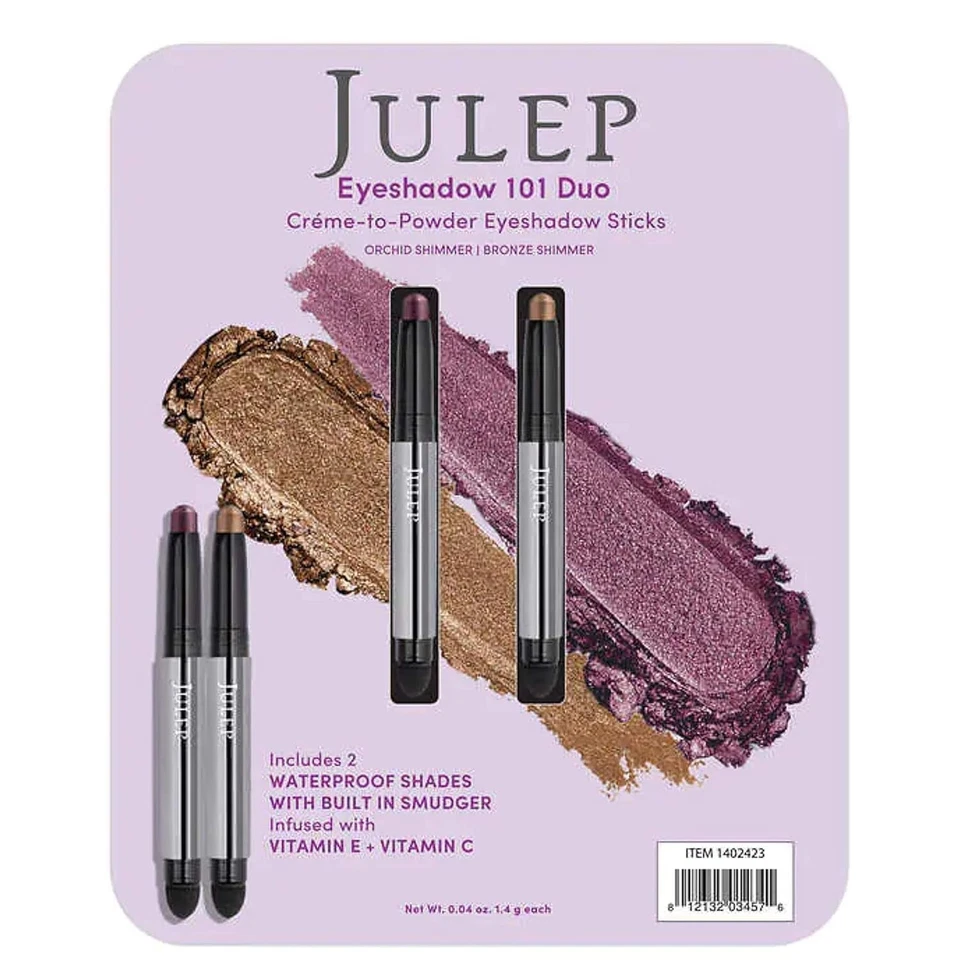 JULEP / 2 Pack / Creme to Powder Eyeshadow 101 Duo -ORCHID SHIMMER + BRONZE  NEW - Image 1 of 1