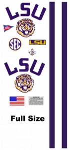 LSU Football  Helmet Decals with Stripes Full Size 8 mil - Picture 1 of 1