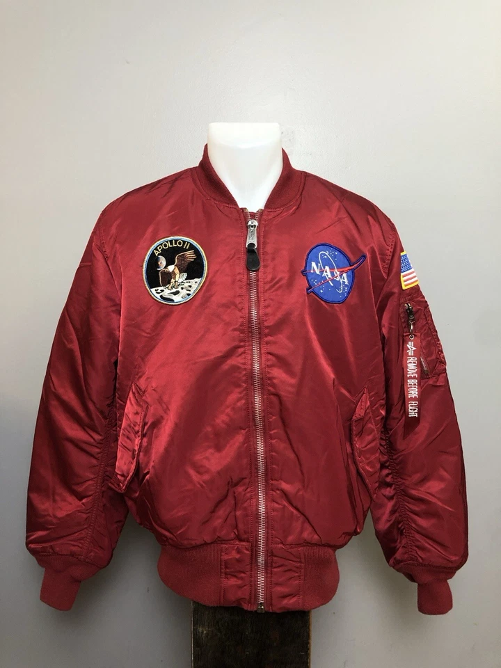 Alpha Industries NASA Apollo MA-1 Bomber Jacket Men’s Large Nylon - Image 1 of 4