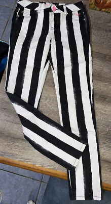Justice Size 16 Black White Jean Pants Neon Pink - Image 1 of 4