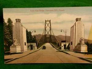 Lions Gate Bridge Vancouver BC Postkarte 1940er #2718 - Bild 1 von 2