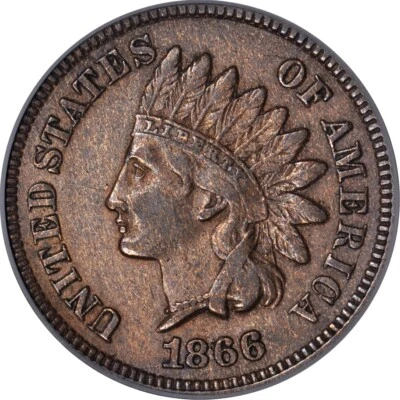 1866 1C Snow-1 Indian Cent PCGS XF40BN - Image 1 of 4