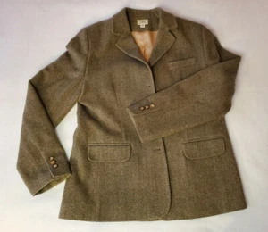 LL Bean Wool & Cashmere Herringbone Tweed Sport Coat Blazer Jacket 14R - Picture 1 of 9