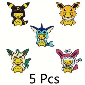 5pcs Pikachu Eevee Eeveelutions Enamel Pin Badge Set Womens Kids Jewelry Pokemon - Picture 1 of 3