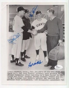 Hoyt Wilhelm John McCall Wes Westrum Giants Signed 8x10 Wire Photo JSA 134400 - Picture 1 of 2