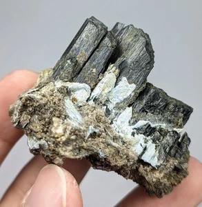 67-gm Rare Aegirine Cluster Specimen on Feldspar - Zagi Mnts, Pakistan. - Picture 1 of 7