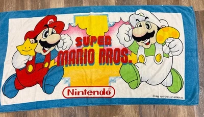Toalla de playa vintage Nintendo Super Mario & Luigi Bros 1988 Mushroom Power 28x60 Foto 1 de 4