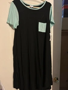 Wunderschönes LuLaRoe Carly Kleid dunkelblau grün Herbst 55 $ 🦄 Neu Large - Bild 1 von 3