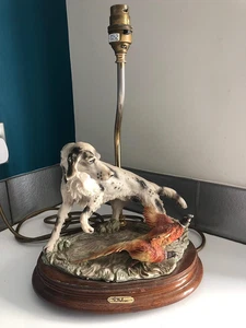 Vintage V Badari Ornate Table Lamp English Setter Hunting Dog With Pheasants - Picture 1 of 8