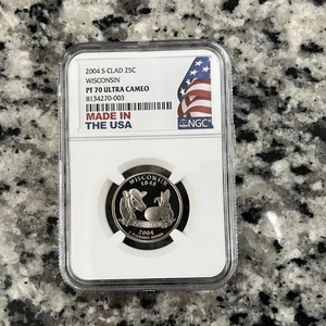 2004-S 25c Wisconsin Silver Washington Quarter - NGC PF 70 Ultra Cameo - Picture 1 of 4