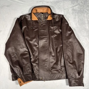 Denis Leather Works Leather Jacket Made In Florence Italy Brown / Tan - Picture 1 of 12