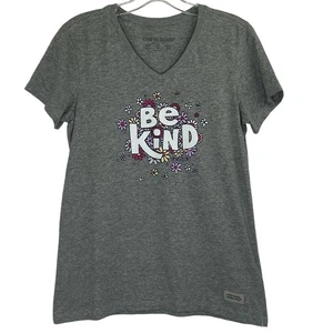 Life is Good Crusher lite gray V-neck "Be Kind" t-shirt Small - Picture 1 of 12