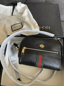 GUCCI mini Ophidia GG logo black Leather cross body bag - New - Picture 1 of 3