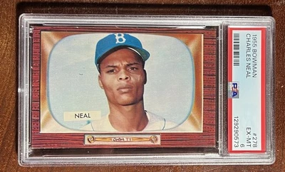 1955 Bowman Charlie Neal Rookie🔥PSA 6🚨EX-MINT💎Brooklyn Dodgers🏆Vintage - Image 1 of 3
