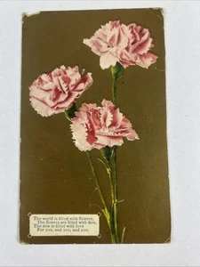 Vintage Postcard Friendship Bunch Of Posies Train Drawing On Back - Picture 1 of 3