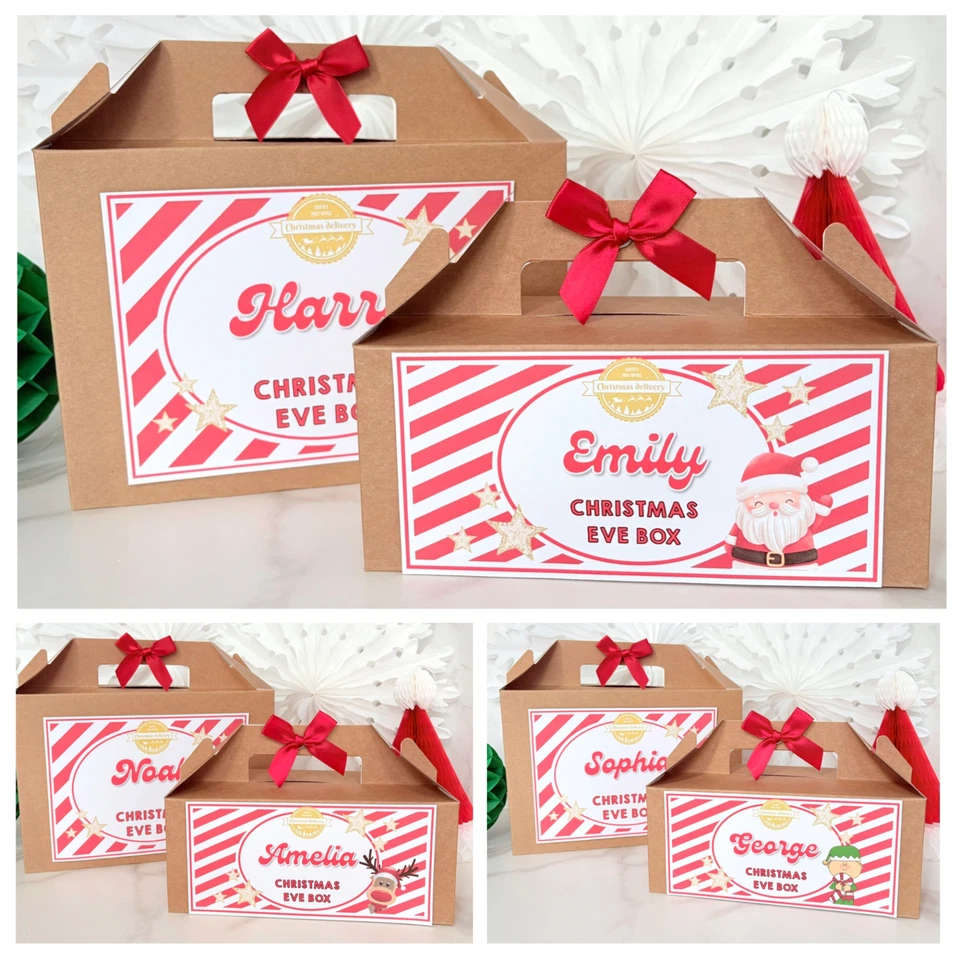 BIZZY HEARTS Personalised Christmas Eve Gift Box | Xmas Favour | Secret Santa | Candy Stripe