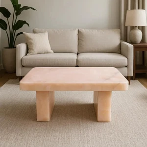 Elegant Pink Onyx Coffee Table – Handcrafted Stone Centerpiece Backlit Decor - Picture 1 of 9