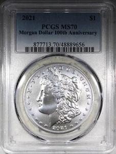 2021-P Morgan Dollar PCGS MS70 100th Anniversary Holder - Picture 1 of 2