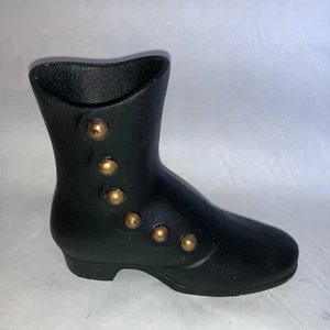 Vintage 1 Painted Black Metal Figural Button Boot - Bild 1 von 5