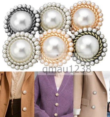 ELEGANT METAL PEARL SHANK BUTTONS 15MM-25MM CLOTHING COAT SEWING CRAFT DECOR DIY - Image 1 of 4