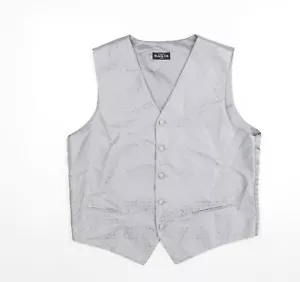 Debenhams Mens Silver Geometric Polyester Jacket Suit Waistcoat Size L Regular - Picture 1 of 10