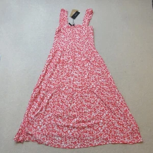 VERO MODA Smock Dress Womens Large Cayenne AOP Long Calf Lenzing Summer NWT - Picture 1 of 7