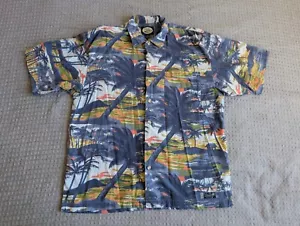 Camicia Tommy Bahama adulto grande blu palma tramonto cotone rayon manica corta - Foto 1 di 11