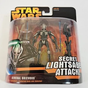 STAR WARS GENERAL GRIEVOUS FIGURE ROTS SECRET LIGHTSABER ATTACK 3 3/4 MOSC 2005 - Picture 1 of 5