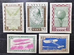 Lettland, Lettland, Sc CB9a-CB13a; Mi 210B-214B postfrisch/** Luftpost/Flugpost  - Bild 1 von 2