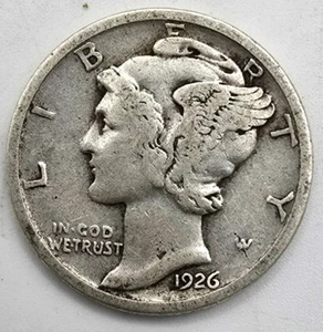 1926 P Mercury Dime F/VF lo classifichi! Moneta tipo argento 90% spedizione gratuita! - Foto 1 di 4