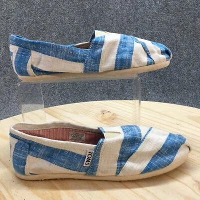 Zapatos Toms Mujer 6 Alpargata Clásicos Rayas Sin Cordones Verano 451114 Blanco Azul Foto 1 de 4