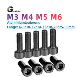 M3~M6 Aluminium Zylinderkopf Aluschraube DIN 912 mit Innensechskant Alu Schraube - Picture 1 of 12