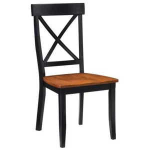 HOMESTYLES Dining Chairs 19.25"W Solid Hardwood Black Frame Oak-finish Armless - Picture 1 of 4