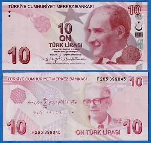 Turkey 10 Turkish Lira 2022 P-223f Prefix F UNC Banknote Latest issue - Imagen 1 de 3
