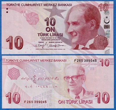 Turkey 10 Turkish Lira 2022 P-223f Prefix F UNC Banknote Latest issue - Image 1 of 3