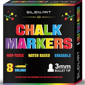 SILENART Liquid Chalk Markers - 8 Vibrant Colors - Chalkboard Markers for Blackb - Picture 1 of 12
