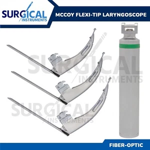 McCoy Flexi-Tip Fiberoptic LED Laryngoscope Set Blade #2 #3 #4 Medium Handle - Picture 1 of 9