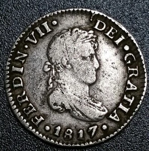 1817 JJ Mexico 1/2 Real Milled Bust War Of Independence Silver Round Bold Coin $ - Picture 1 of 5