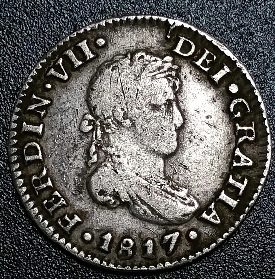 1817 JJ Mexico 1/2 Real Milled Bust War Of Independence Silver Round Bold Coin $ - Image 1 of 4