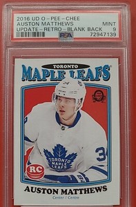 Auston Matthews RC 2016-17 UD O-Pee-Chee Retro Blank Back 🔥 PSA 9 🔥 Rookie